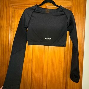 Arise Crop black ombré long sleeve athletic top